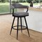 Armen Living Amador 30" Bar Height Barstool in a Black Powder Coated Finish and Vintage Gray Faux Leather 721535747016 - alternate 6